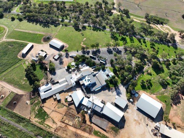 Drone flyover of slaughterhouse