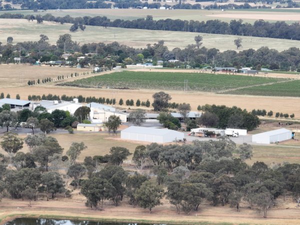 Drone flyover of slaughterhouse