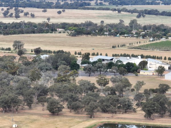Drone flyover of slaughterhouse