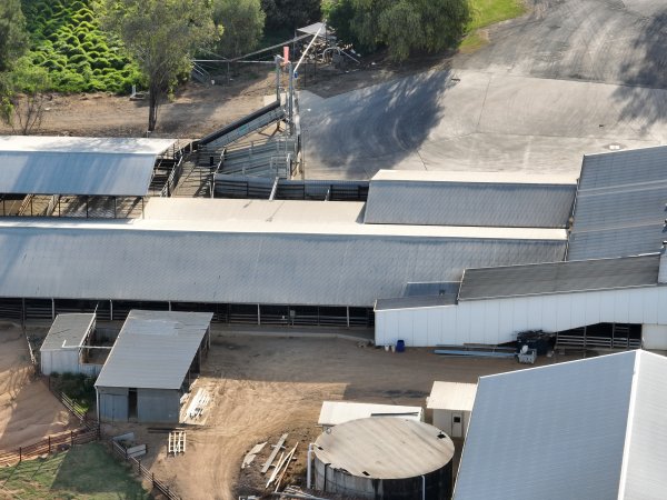 Drone flyover of slaughterhouse
