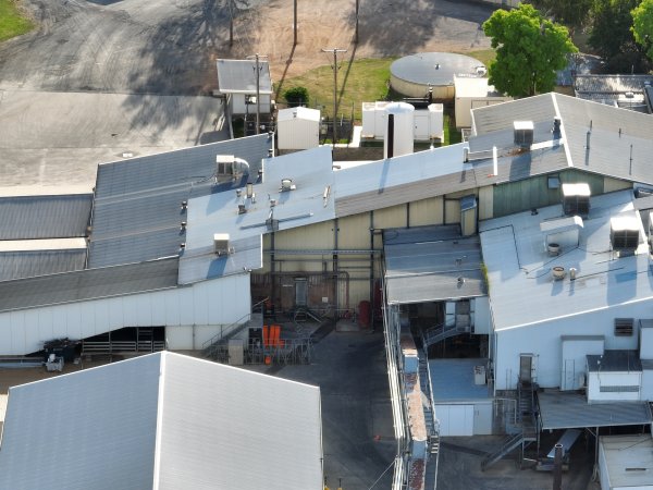 Drone flyover of slaughterhouse