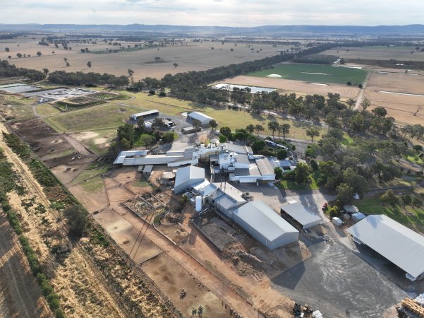Drone flyover of slaughterhouse