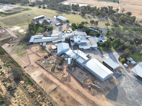 Drone flyover of slaughterhouse