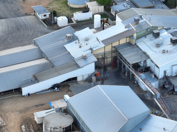 Drone flyover of slaughterhouse