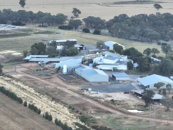 Drone flyover of slaughterhouse