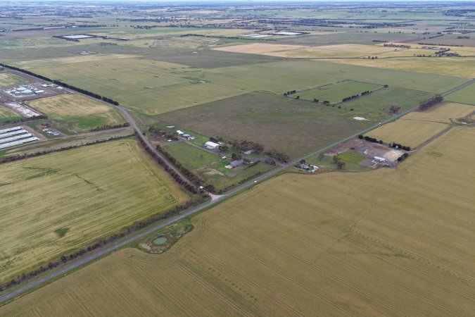 Drone flyover of broiler (meat) chicken farm