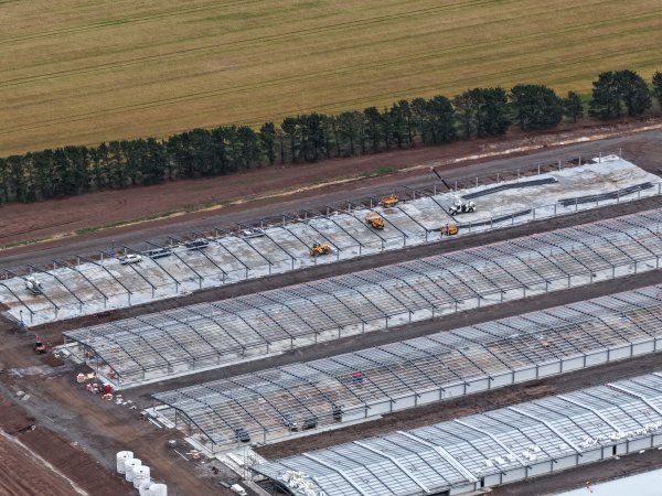 Drone flyover of broiler (meat) chicken farm