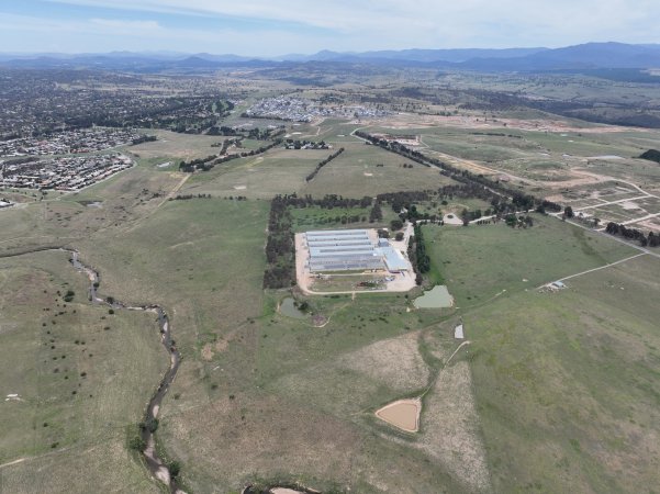 Drone flyover of egg farm