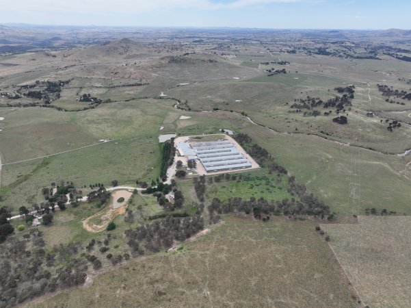 Drone flyover of egg farm