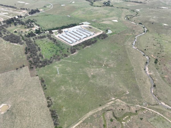 Drone flyover of egg farm
