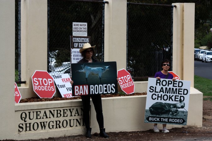 Protest outside of Queanbeyan Rodeo