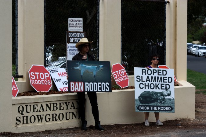 Protest outside of Queanbeyan Rodeo