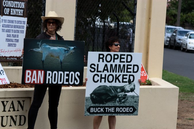 Protest outside of Queanbeyan Rodeo