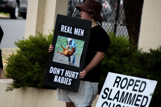 Protest outside of Queanbeyan Rodeo