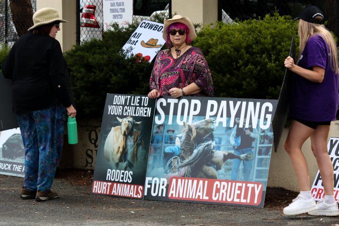 Protest outside of Queanbeyan Rodeo