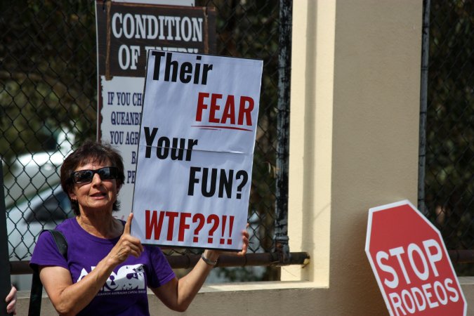 Protest outside of Queanbeyan Rodeo