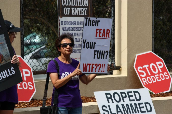 Protest outside of Queanbeyan Rodeo