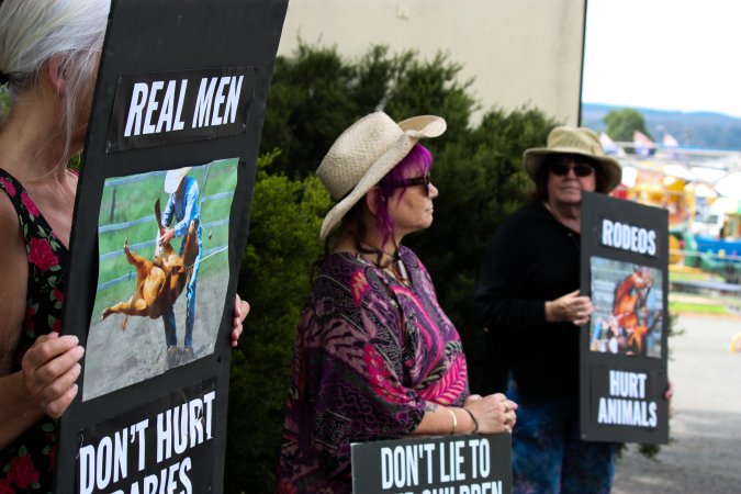 Protest outside of Queanbeyan Rodeo