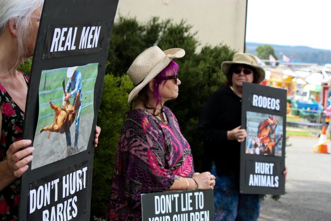 Protest outside of Queanbeyan Rodeo