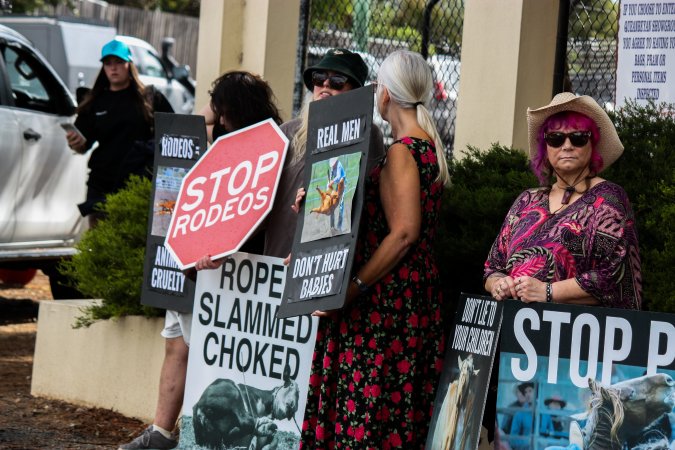 Protest outside of Queanbeyan Rodeo