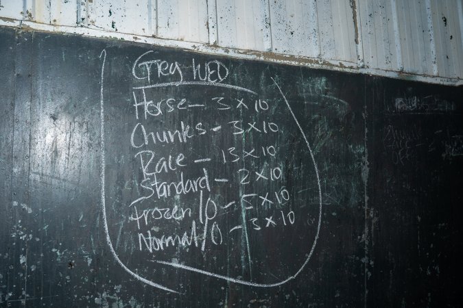 Blackboard inside processing room