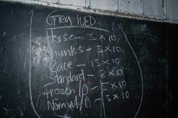 Blackboard inside processing room
