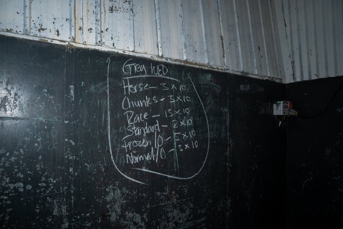 Blackboard inside processing room