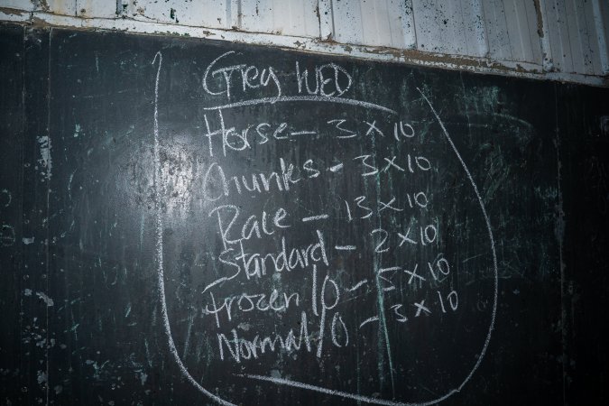 Blackboard inside processing room