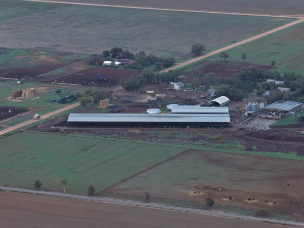 Drone flyover of dairy farm