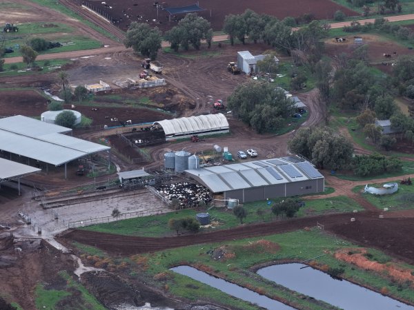 Drone flyover of dairy farm