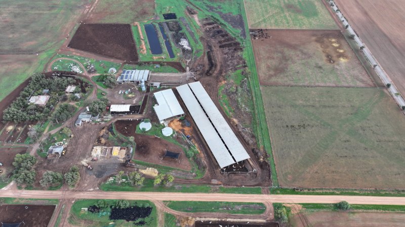 Drone flyover of dairy farm