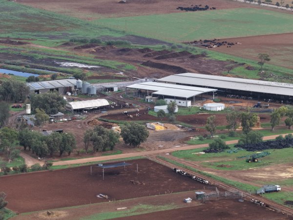 Drone flyover of dairy farm