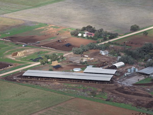 Drone flyover of dairy farm