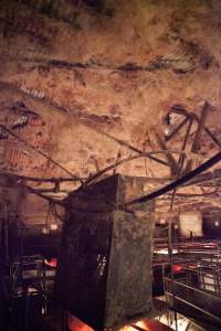 Ceiling of farrowing shed covered in cobwebs - Australian pig farming - Captured at Wally's Piggery, Jeir NSW Australia.