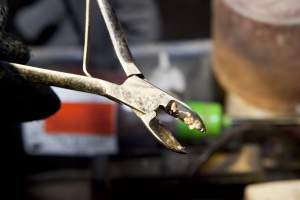 Tool used for cutting piglets' tails and teeth - Australian pig farming - Captured at Wally's Piggery, Jeir NSW Australia.