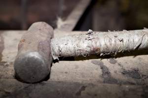 Sledgehammer in slaughter room - Australian pig farming - Captured at Wally's Piggery, Jeir NSW Australia.