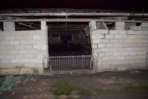 Crumbling wall of piggery shed structure - Australian pig farming - Captured at Wally's Piggery, Jeir NSW Australia.