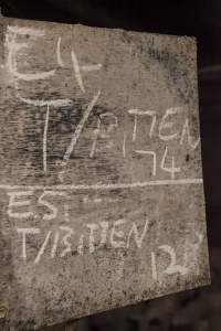 Sign for pen containing 'tail bitten' pigs - Australian pig farming - Captured at Dead Horse Gully (DHG) Piggery, Young NSW Australia.