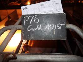 Signage on farrowing crate saying 'cull' - Australian pig farming - Captured at Golden Grove Piggery, Young NSW Australia.