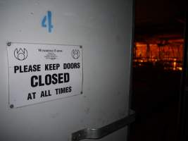 Entrance to farrowing shed - Australian pig farming - Captured at Golden Grove Piggery, Young NSW Australia.