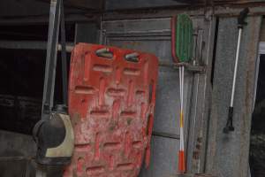 Boards and paddles for moving pigs - Australian pig farming - Captured at Golden Grove Piggery, Young NSW Australia.