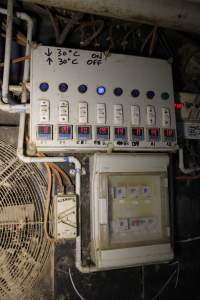 Control panel in farrowing shed - Australian pig farming - Captured at Brentwood Piggery, Kaimkillenbun QLD Australia.