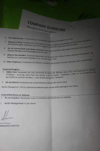 Company document: 'Managing activists and intruders' - Document in office instructing staff how to deal with activists - Captured at Corowa Piggery & Abattoir, Redlands NSW Australia.