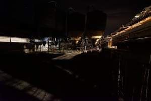 Piggery sheds from outside at night - Australian pig farming - Captured at Yelmah Piggery, Magdala SA Australia.