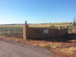 Sign at front of property identifying Selko Piggery - Australian pig farming - Captured at Selko Piggery, Narrandera NSW Australia.