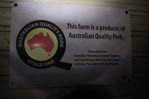 Australian Quality Pork sign - Australian pig farming - Captured at Culcairn Piggery, Culcairn NSW Australia.