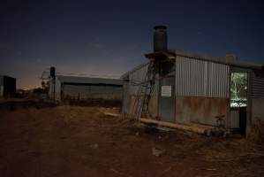 Piggery sheds outside at night - Australian pig farming - Captured at Ludale Piggery, Reeves Plains SA Australia.