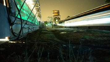 Piggery sheds outside at night - Australian pig farming - Captured at Blackwoods Piggery, Trafalgar VIC Australia.