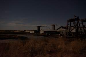 Piggery sheds outside at night - Australian pig farming - Captured at Ludale Piggery, Reeves Plains SA Australia.