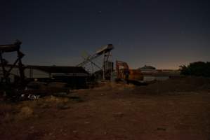 Piggery sheds outside at night - Australian pig farming - Captured at Ludale Piggery, Reeves Plains SA Australia.